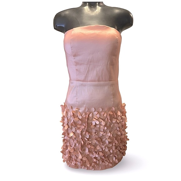 Forever 21 Cocktail Dress Women's Strapless Pink Size Medium with 3D Floral Hem - Picture 1 of 5